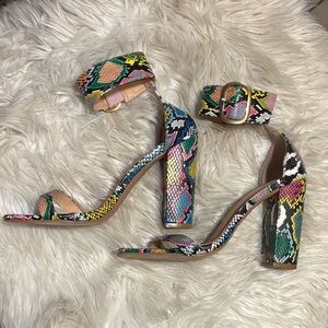 Liliana Vibrant Snake Print Heels